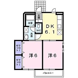 シャトーＫ 1階2DKの間取り