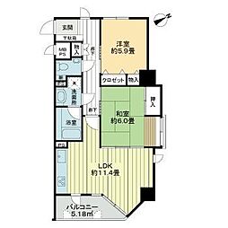 ライオンズマンション支倉 2階2LDKの間取り