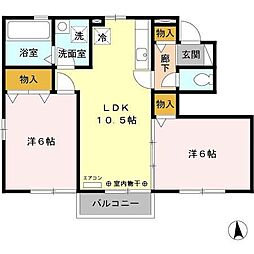 ヴィーグルーカマダ 2LDKの間取図画像