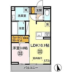 JR鹿島線 鹿島神宮駅 8.8kmの賃貸アパート 3階1LDKの間取り