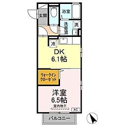 ヴィヴィアン有福 1DKの間取図画像