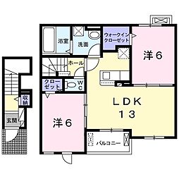水戸市酒門町アパート 2LDKの間取図画像