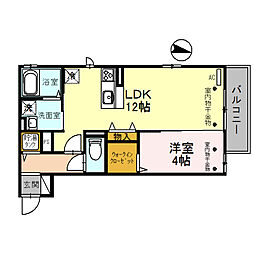 グランドゥール駅南 2階1LDKの間取り