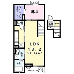 パルク栄光 4階1LDKの間取り