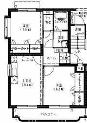 レジデンスハーモニー3B 2LDKの間取図画像