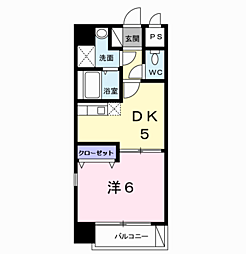 プレジデンシャル白山 3階1DKの間取り