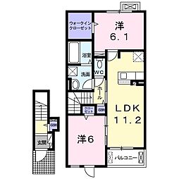 リアン　メゾン 2階2LDKの間取り