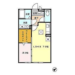 メゾンミュー　B棟 1階1LDKの間取り