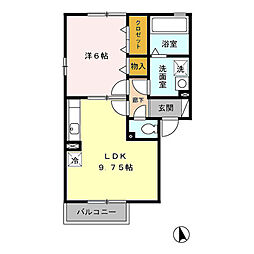 アイリスガーデン菰池　C棟 2階1LDKの間取り