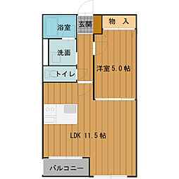 ソレイユ 1LDKの間取図画像