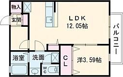ウエストパークTS 1LDKの間取図画像
