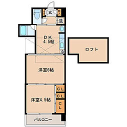 クレスト連坊 2DKの間取図画像