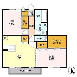 JR常磐線 神立駅 徒歩34分の賃貸アパート 2階2LDKの間取り