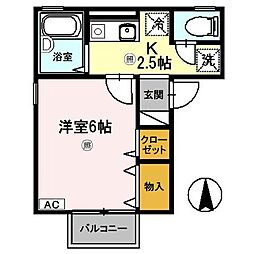 トリアノン文京 2階1Kの間取り