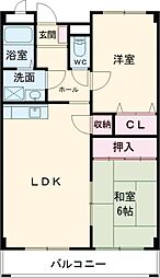 メゾンソレイユ 2LDKの間取図画像