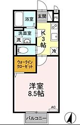 エクセルタムラ　Ｃ 2階1Kの間取り