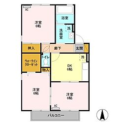 パストラル　Ａ 2階3DKの間取り