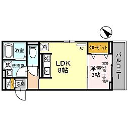 東武野田線 岩槻駅 徒歩9分の賃貸アパート 3階1LDKの間取り