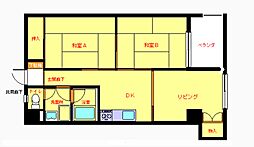 石黒本館ビル 4階2LDKの間取り
