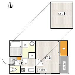 ロザリオカーサ5 1Kの間取図画像