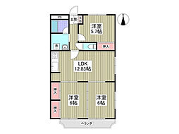 JR両毛線 前橋駅 徒歩23分の賃貸マンション 1階3LDKの間取り