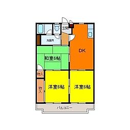 サンハイツカワイ 3DKの間取図画像