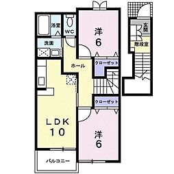 フォースロードB 2LDKの間取図画像