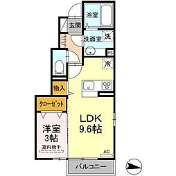 グランディオーソ 1階1LDKの間取り