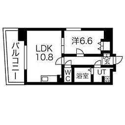 La Facade 　　　ラ・ファサード 2階1LDKの間取り