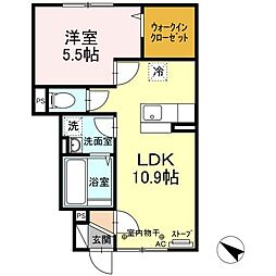 エントピアII 1階1LDKの間取り