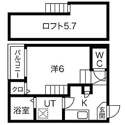 ラ・ポルト 1階1Kの間取り