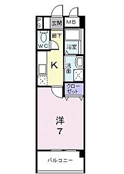 サンリット・平砂 1Kの間取図画像
