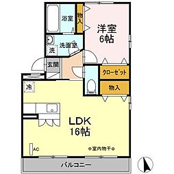 リビングタウン八木田 1LDKの間取図画像