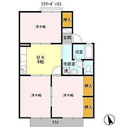 グランドゥール岩崎　A棟 1階3DKの間取り