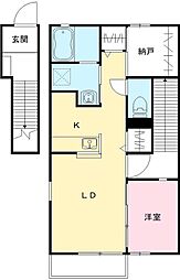 ハーベスト柵町 1LDKの間取図画像