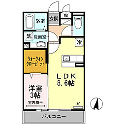 シェラール 1LDKの間取図画像