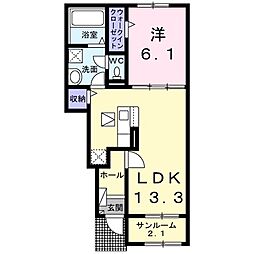 セープリリオン2 1LDKの間取図画像