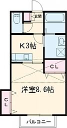 ＷＩＳＨ原町サウス 2階1Kの間取り