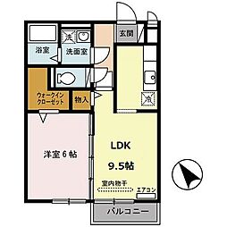 JR東海道・山陽本線 瀬田駅 徒歩20分の賃貸アパート 2階1LDKの間取り