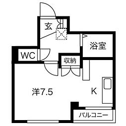 セトル南大通り 1Kの間取図画像
