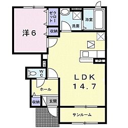 ブライトコア 1LDKの間取図画像