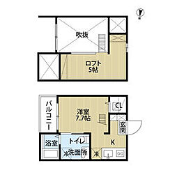 ラウレアハイツ 1階ワンルームの間取り