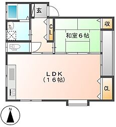 ミナミヒルズ 1LDKの間取図画像