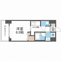 エレガントレジデンス中之島 1Kの間取図画像