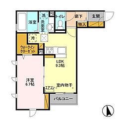 フィーカ　アパルフェ 1階1LDKの間取り