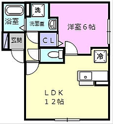 メゾンドメメ二号館 1LDKの間取図画像