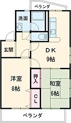 こぐま館 2階2DKの間取り