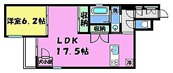 ヴィラスタジオーネ御所南 3階1LDKの間取り