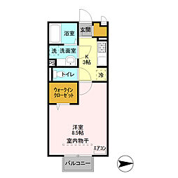 プレシャス育英 1Kの間取図画像