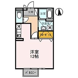 D-room石山AWAZU　Ｂ棟 2階ワンルームの間取り